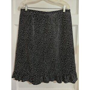 * SPIEGEL Black White Polka Dot Flirty Ruffled Hemline Skirt Ladies Size 16